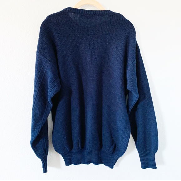 Vintage Ted Lapidus Paris Navy Blue Sweater Sz Med - Picture 2 of 4